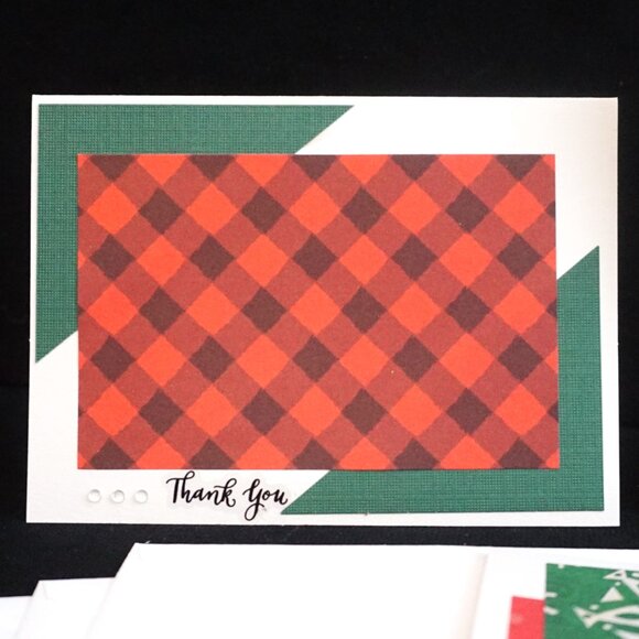 Set of 3 Thank You Cards White with County Print Handmade Greeting Note Cards - Picture 3 of 5